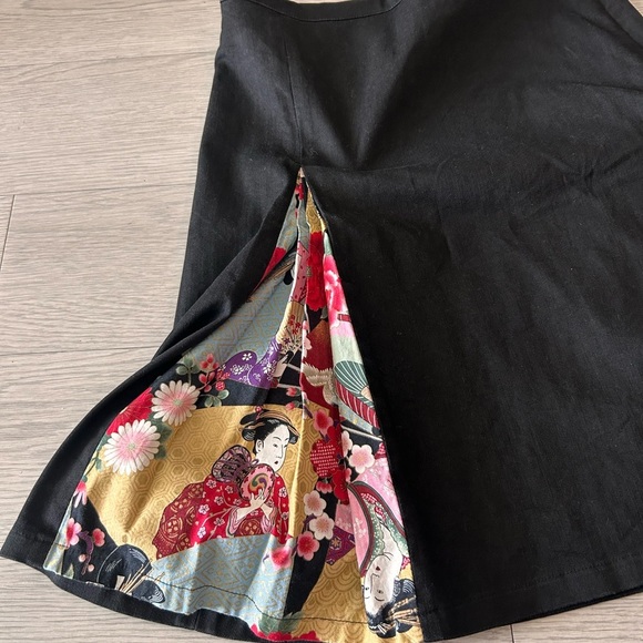 Chan Chan London Handmade Oriental Print Pleats A Line Skirt Size 10 - Picture 2 of 5